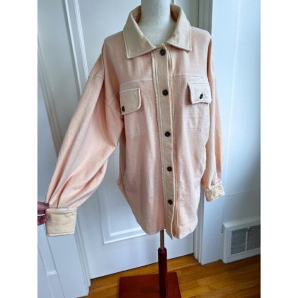 FREE PEOPLE Ruby Shacket Shirt Jacket Peach Size M - Picture 3 of 14